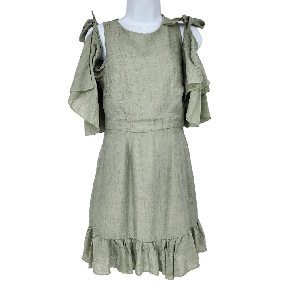 Revolve Here Comes The Sun Open Back Tie Cold Shoulder Ruffle Dress Size Medium